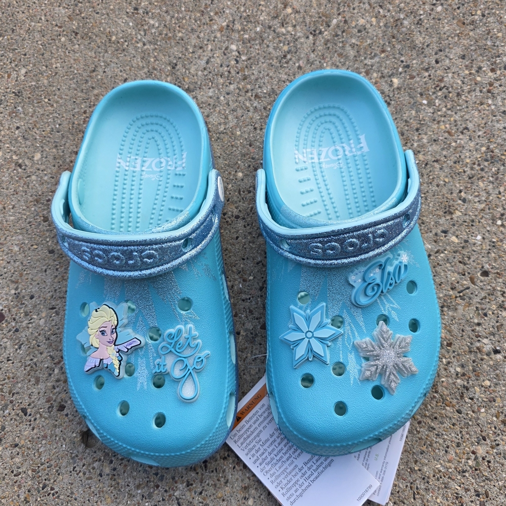 Frozen Kids Blue Crocs Sandals Youth Girls 4Y